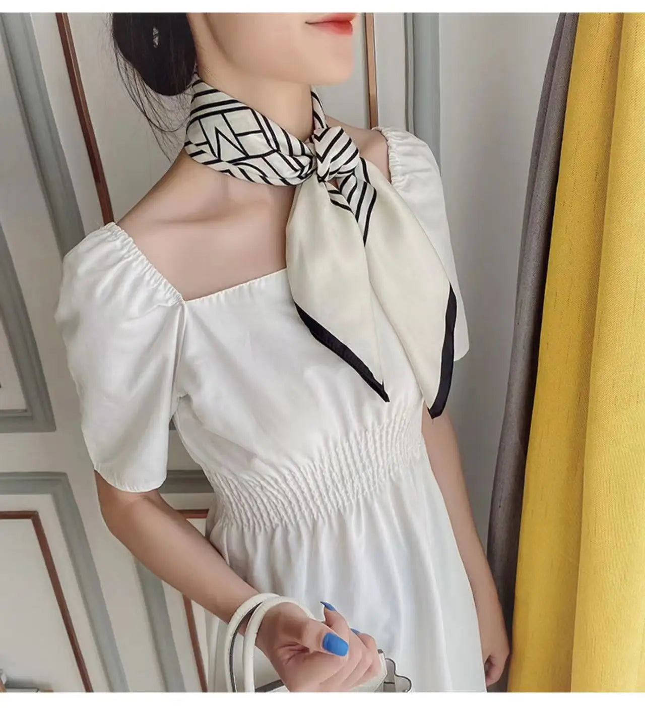 Women Silk Scarf Fashion Hair Scarf Silk Satin Neckerchief Female Hair Ties Headband Hair Ornament Female Bandana Bag Scarves