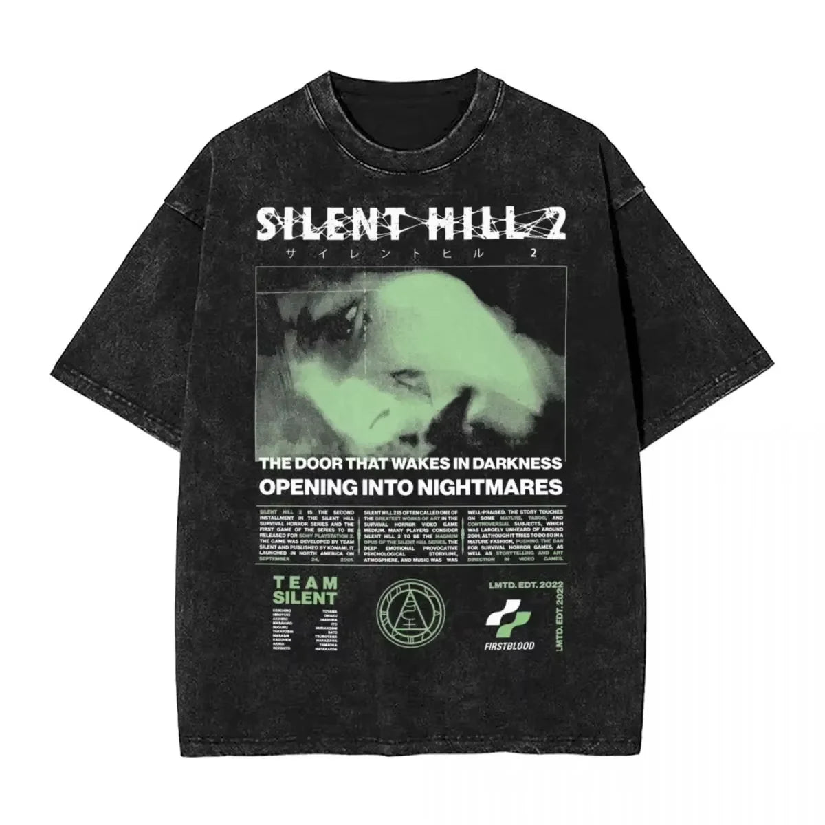 Washed T Shirts Horror Silent Hill Heavens Night Hip Hop T-Shirt Street  Streetwear Short Sleeve Printed Tops Tees Men Women