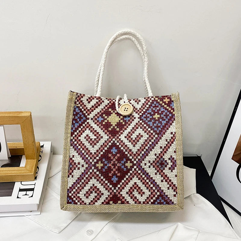Canvas Bags For Women Shoulder Bag Retro Casual Tote Handbags Ethnic Style Large Capacity Hand Bags Japanese Style Student Bag