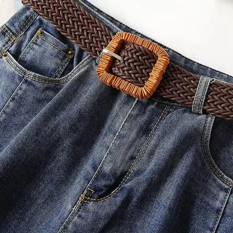 Women's Denim Shorts Spring /Summer Loose Versatile Capris Jeans Harajuku Wide Leg Pants Large Size Korean    Casual Pants