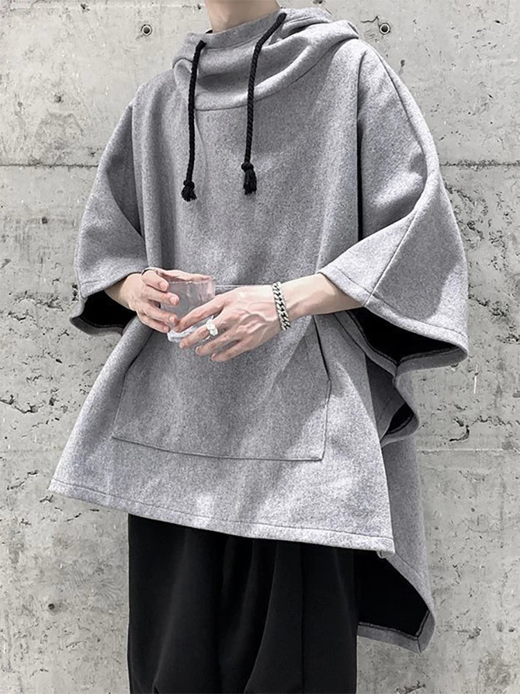 Fashion Irregular Batwing Sleeve Hoodies Sweatshirts Men Clothing 2025 Spring Summer Loose Casual Tops Asymmetrical Sweatshirts