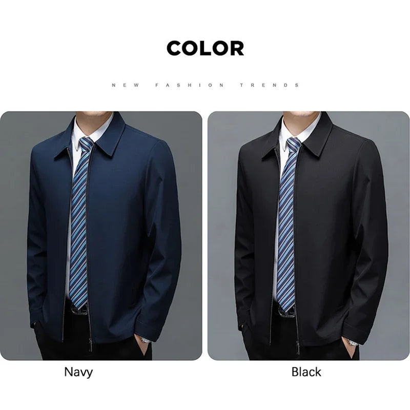 BROWON Brand Coat Men Jacket 2025 Autumn New Fashion Turn-Down Collar Jacket Men Casual Business Solid Color Outwear Mens Jacket
