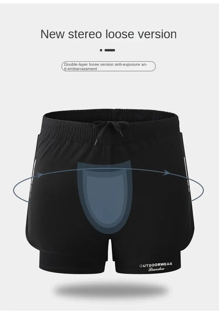 Men's Aloe Pants Athletic Shorts Two-Layer Swim Trunks: Stylish, Quick-Drying & Comfortably Fit for Beach, Pool & Hot Spring!