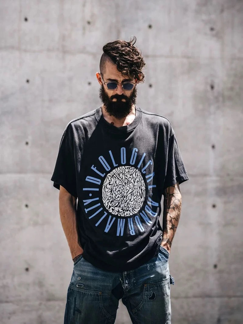 Saint High Quality Casual Loose Smiling Print Men T Shirt