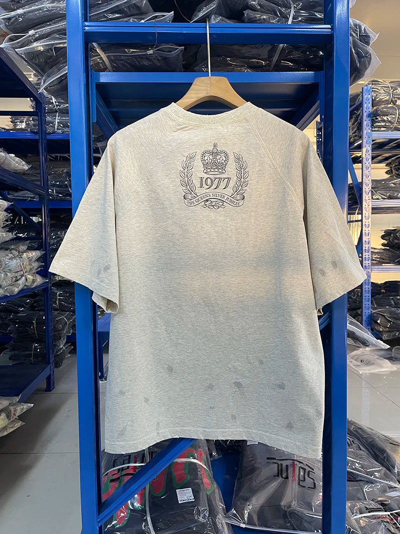Saint High Quality Casual Loose Smiling Print Men T Shirt