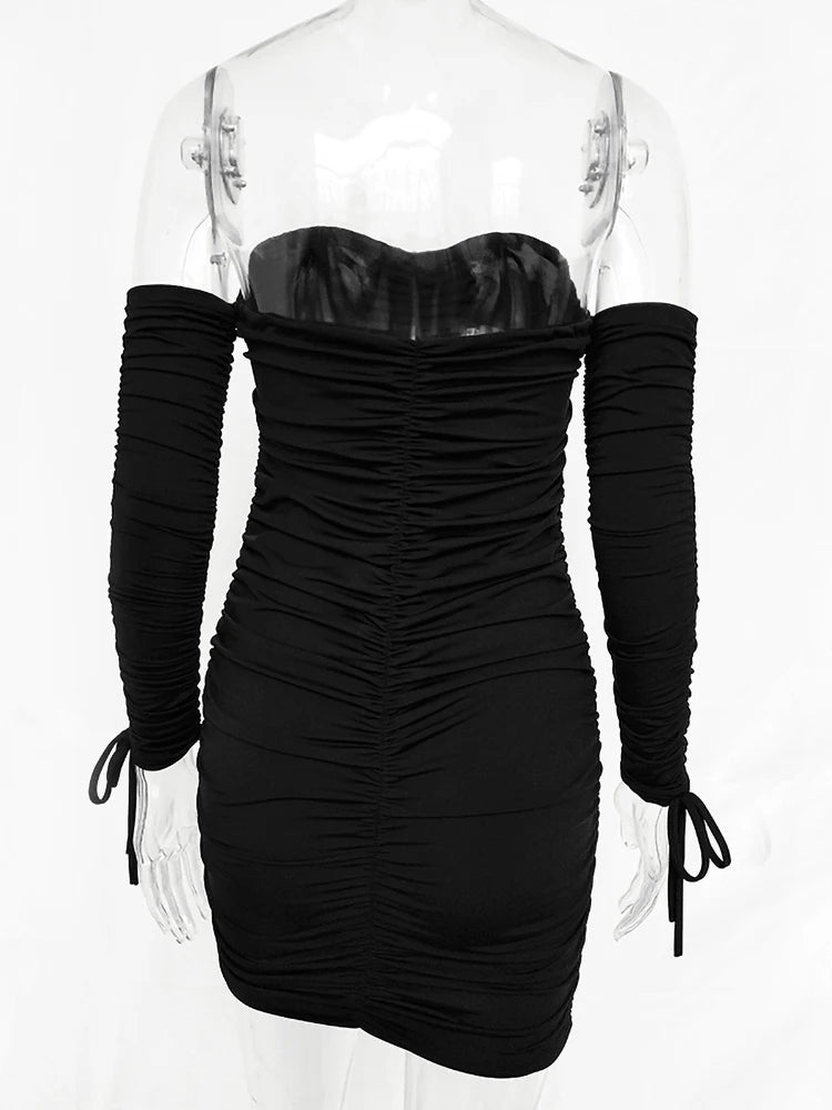 Articat – robe à bandes pour femmes, Sexy, épaules dénudées, manches longues, Slim, élastique, moulante, robes de soirée, automne hiver, 2022