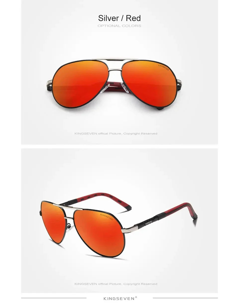 KINGSEVEN-Lunettes de soleil polarisées en aluminium vintage pour hommes et femmes, lunettes de soleil de marque classique, lentille de revêtement, lunettes de conduite