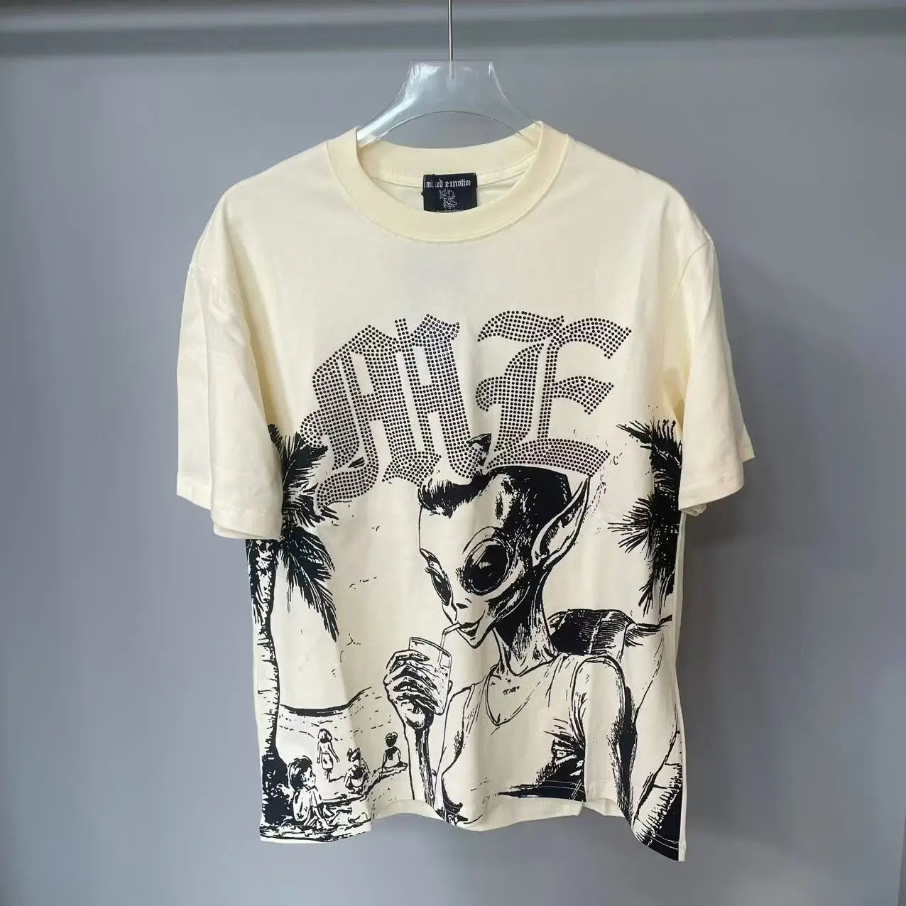 Summer Letter Rhinestone Short Sleeve Tshirts for Men White Streetwear Cotton Loose Crew Neck Top Tees Oversized Unisex Tshirt
