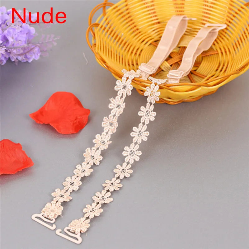 Women Elastic Bra Strap Bra Accessories Floral Lace Bra Strap Anti-slip Adjustable Belts Shoulder Strap for Bridal Wedding Party