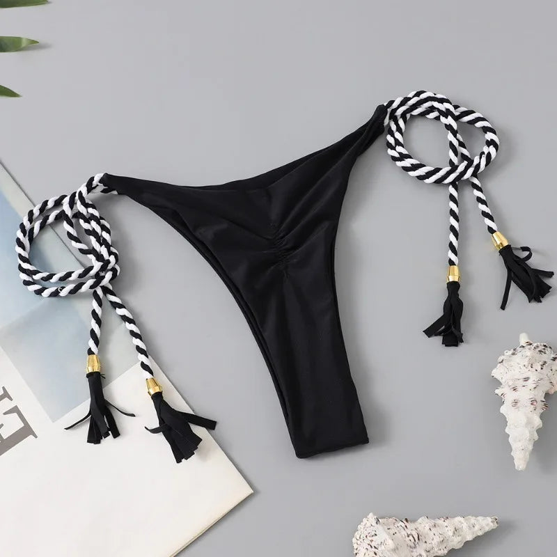 Women Bikini Rope Triangle Swimsuit Multicolor Sexy Low Waisted Bikini Set Swimsuit Swimwear Women BeachwearBrazilian biquini