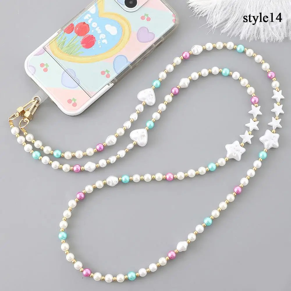 120cm Bag Chain for Handbag Handles Butterfly Beaded Phone Lanyard  DIY Purse Replacement for Shoulder Bag Straps Pearl Belt