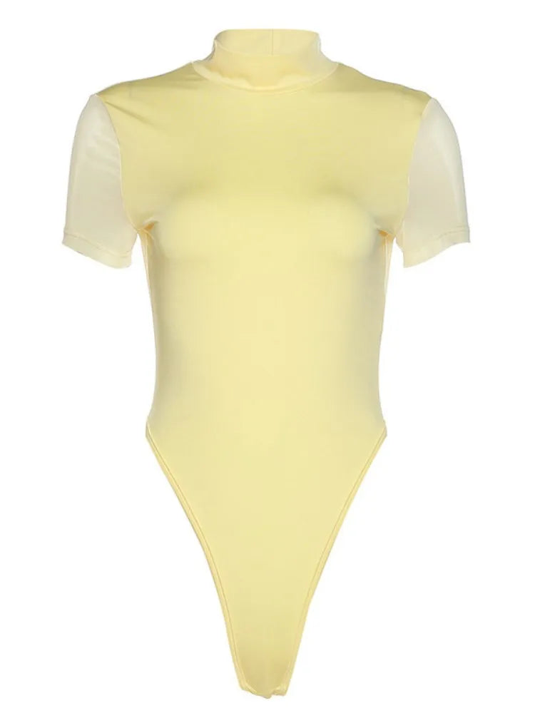 Women's Sexy Short Sleeve Backless Bodycon Tops Summer Solid Bodysuit Women Streetwear Fashion Party Club Y2K Romper Jumpsuit