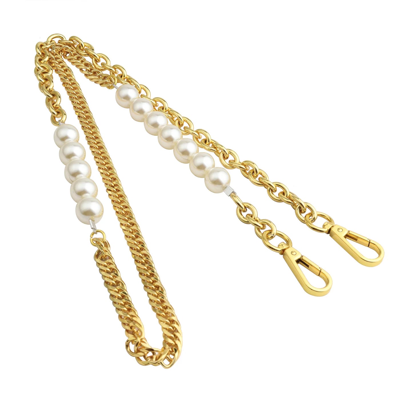 316L Stainless Steel Solid Metal and Pearl Bag Chain Bandage Kpop Strap Luxury Accessories Handles IP Gold Plated Gift DIY