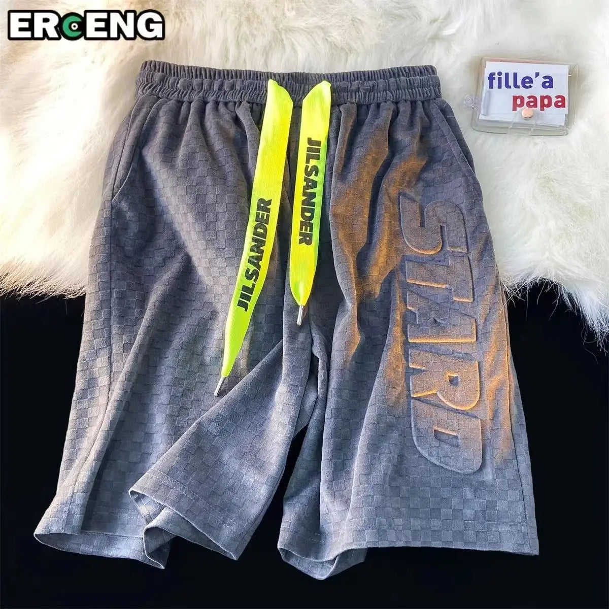 High Street Foam Letter Velvet Shorts Men's Fashion Casual Summer Loose Sports Shorts