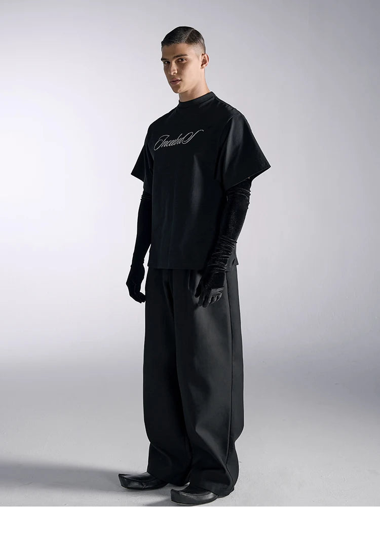 Mauroicardi Spring Autumn Long Baggy Black Wide Leg Pants Men High Waist Loose Casual Luxury Mens Designer Grey Clothes 2025