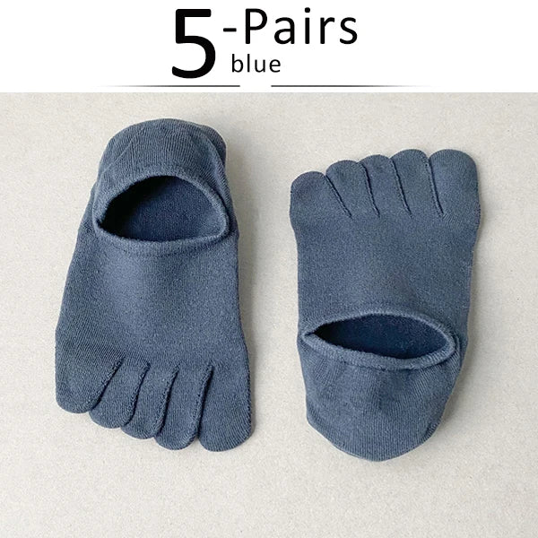 5 Pairs Invisible Toe Socks Summer Thin Cotton Mesh Shallow Mouth Soft Elastic Breathable Deodorant Cool 5 Finger Socks Sokken