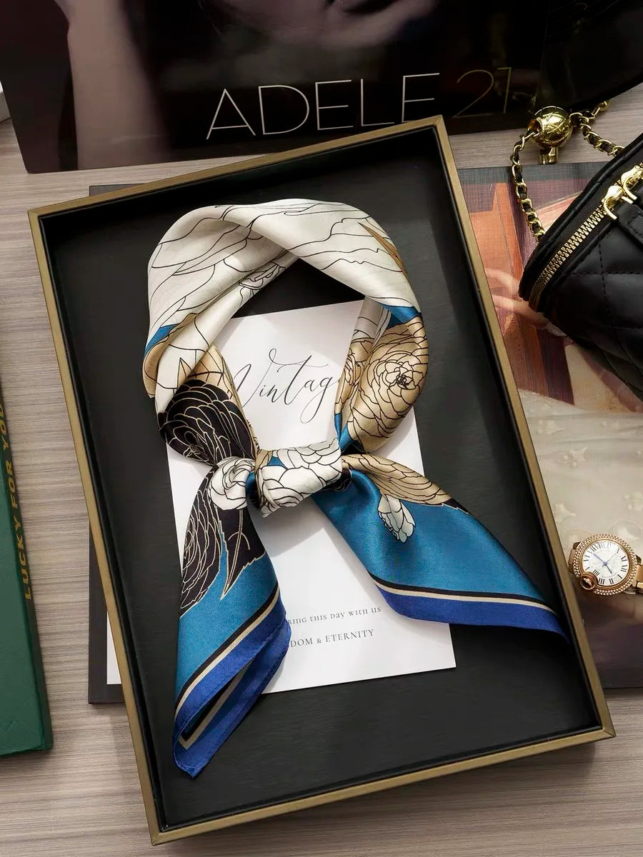 Women Silk Scarf Fashion Hair Scarf Silk Satin Neckerchief Female Hair Ties Headband Hair Ornament Female Bandana Bag Scarves