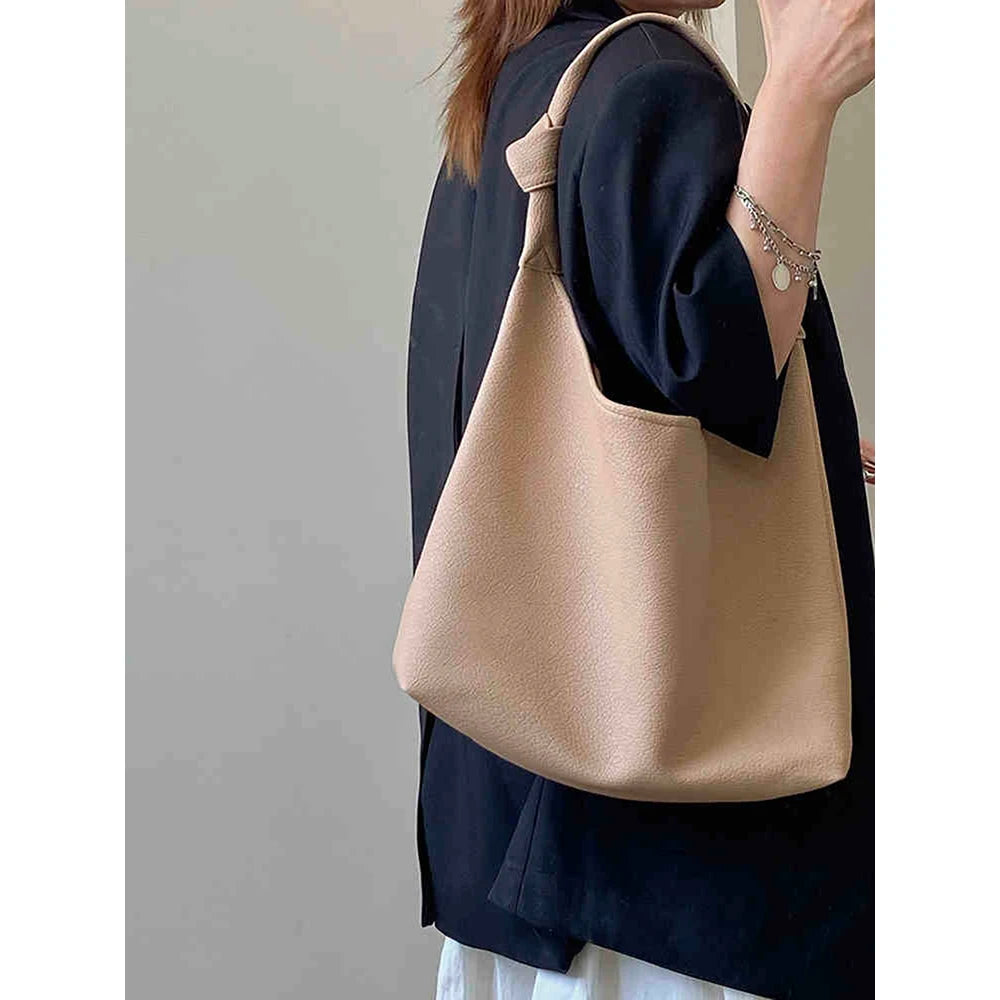 Fresh Yellow PU Women's Tote Bag Spring New Large Capacity Versatile High-grade Texture Underarm Bags Trendy One Shoulder Bags