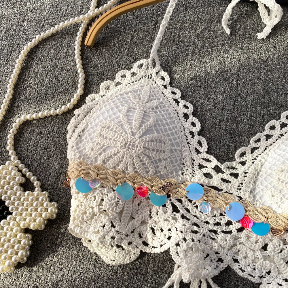 Spicy Girl Sexy Knitted Camisoles for Women Beach Halter Tanks with Built In Bra Backless Casual Corset Crop Tops Y2k Dropship