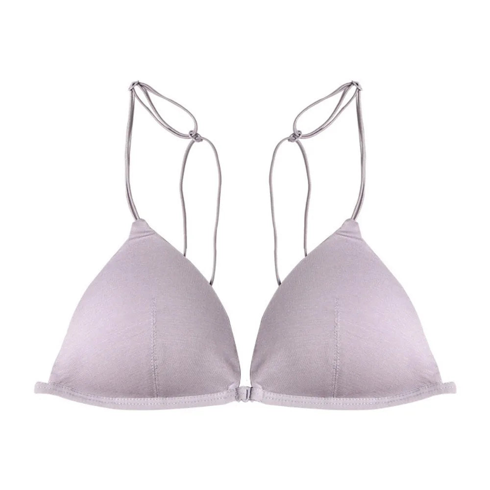 Fachion Triangle Bras for Women Beauty Back Thin Strape French Style Bra Solid Color Lingerie Deep V Bralette Summer