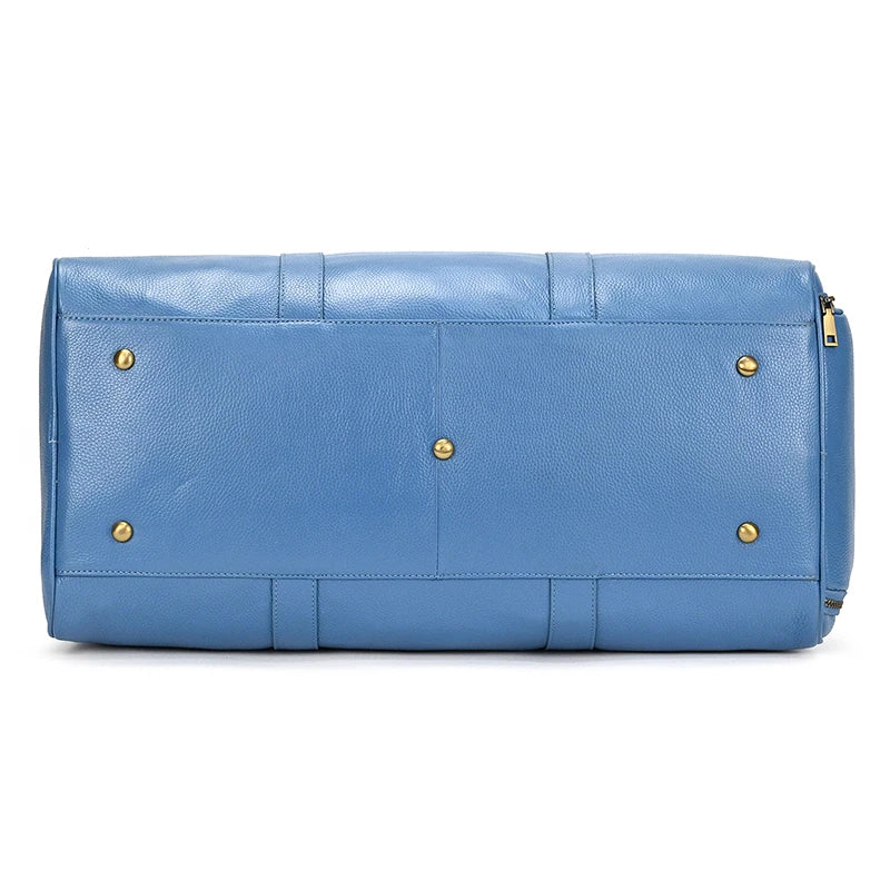 Sac de voyage en cuir véritable de grande capacité pour hommes et femmes, en cuir de vache noir souple, polochon de voyage décontracté, grand sac à bandoulière pour week-end