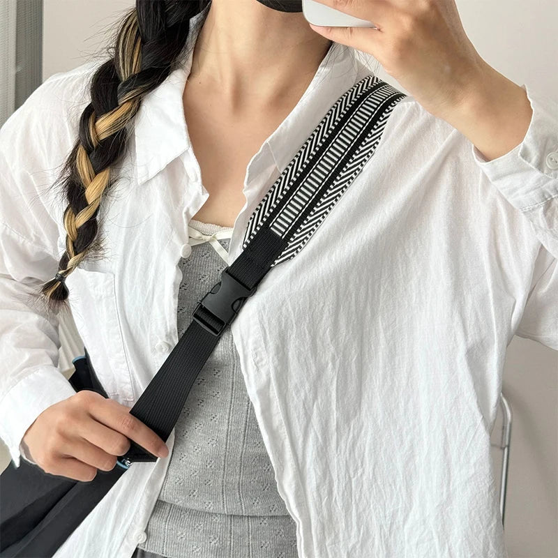 Embroidery Nylon Adjustable Shoulder Bag Strap Pull Button Colorful Sport Style Bag Extension Straps Unisex Bag Accessories