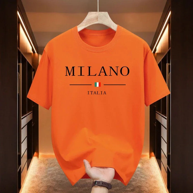 Italy Fashion Mens Cotton T-shirt Spring Summer Daily Casual Fashion O-neck Short Sleeve Top Male Home Outdoor Comfort Soft Tees