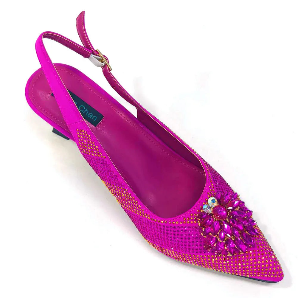Newest Arrivals Special Design Silver Color African Women Shoes and Bag Set Pointed Toe Pumps for Wedding Party