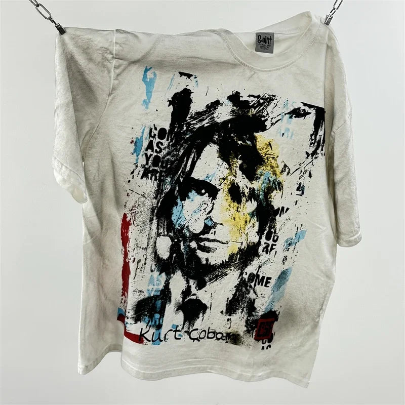 Washed Saint Punk art limited edition BOX TEE Hand Worn Vest T-Shirts Men Women High Quality T Shirt