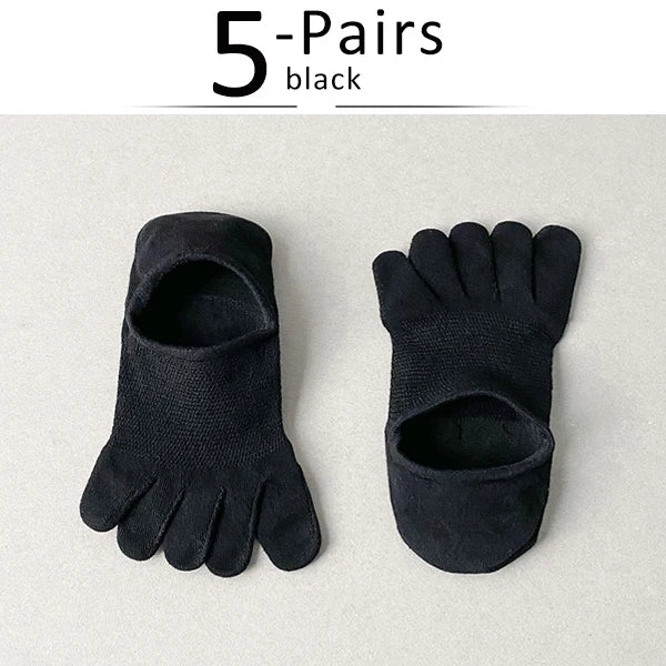 5 Pairs Invisible Toe Socks Summer Thin Cotton Mesh Shallow Mouth Soft Elastic Breathable Deodorant Cool 5 Finger Socks Sokken