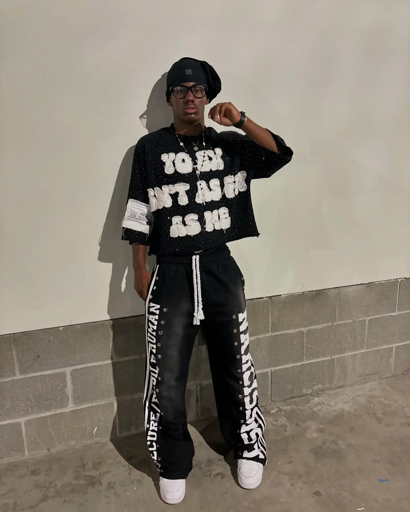 Y2k Clothes for Men Gothic Retro Sweatpants T Shirts Two Piece Set Casual Tracksuit Men Oversized Diamond Pattern Street Set