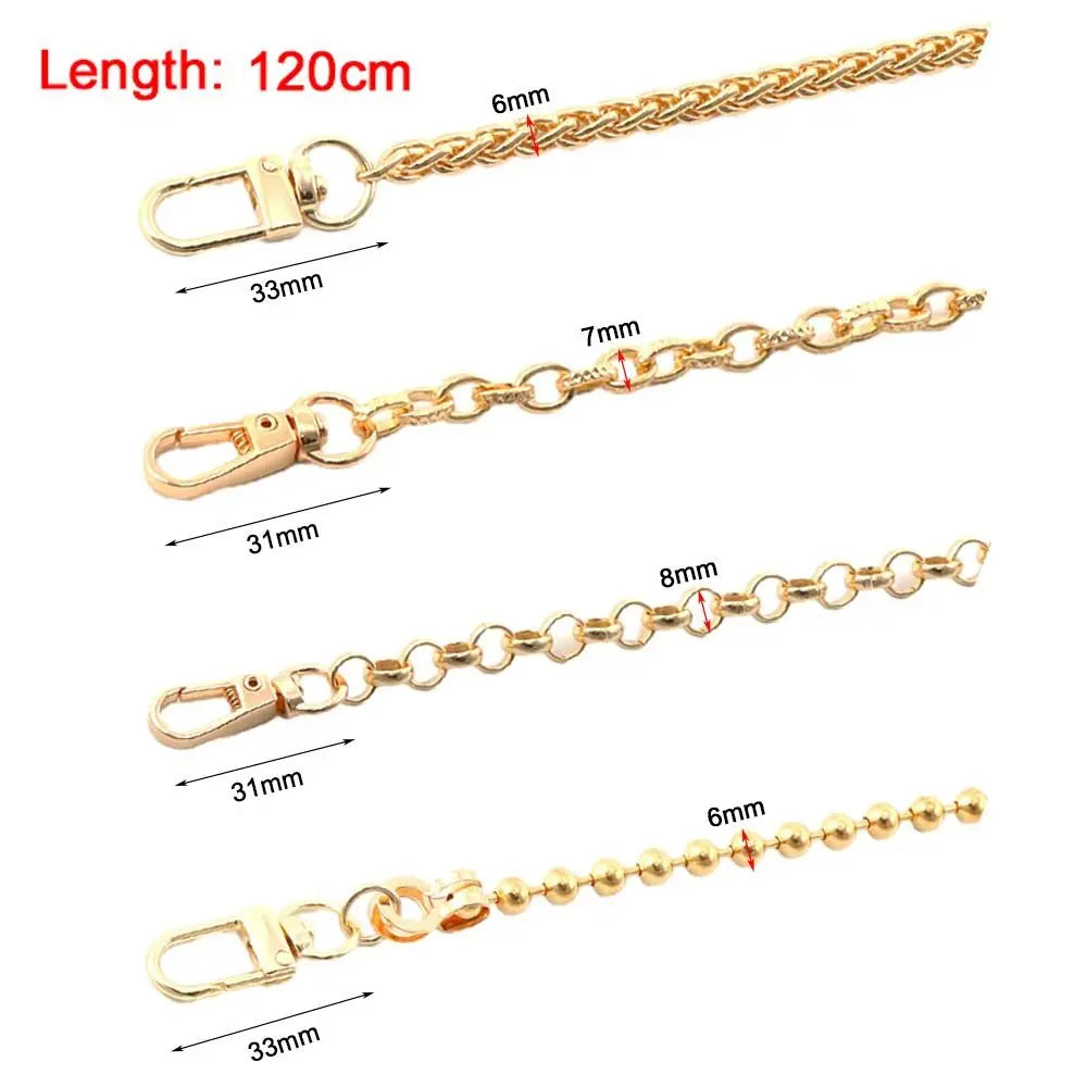 120cm Metal Bag Chain Replacement Shoulder Bag Strap Handbag Handle Chain Purse Chain Belt Metal Chain DIY Bag Accessories Gold