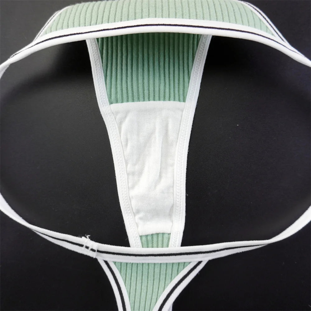 3Pcs 100% Cotton Breathable G-String Erotic Lingerie Women Thongs Stretch Thin-belt Solid Low Waist T-back Panties Seamless