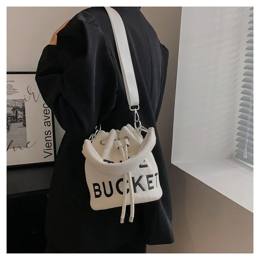 Velvet Bucket Bags for Women Fashion Purses and Handbags Designer Crossbody Bag Luxury Shoulder Bag New Satchel Lady Bag