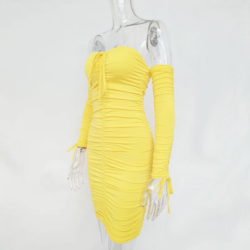 Articat – robe à bandes pour femmes, Sexy, épaules dénudées, manches longues, Slim, élastique, moulante, robes de soirée, automne hiver, 2022