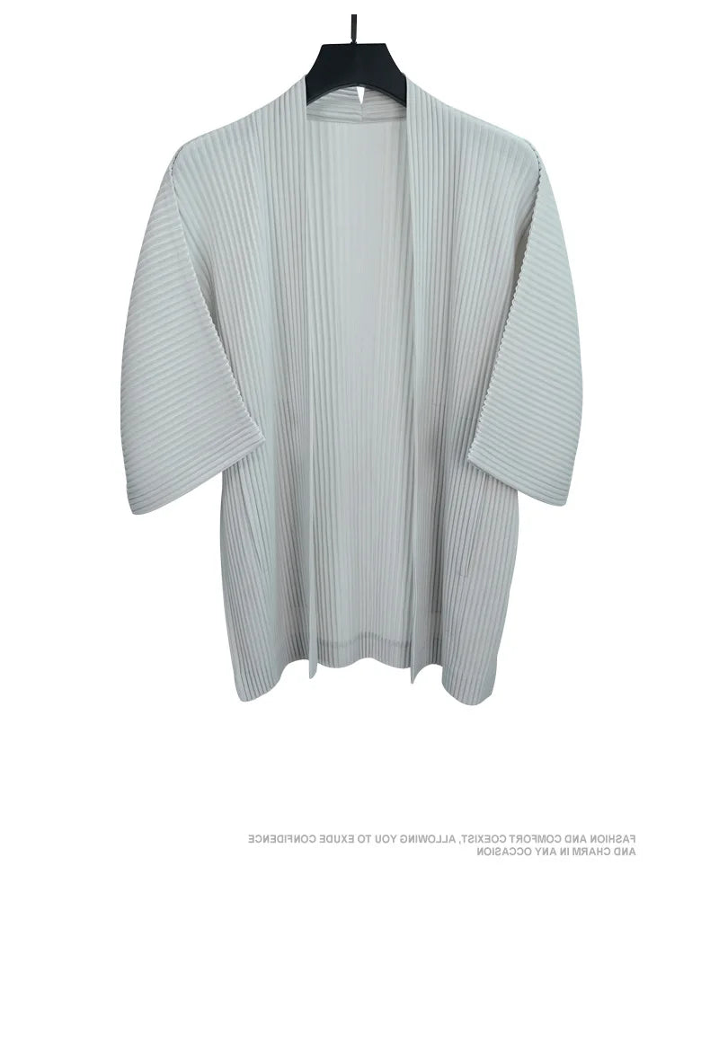 Miyake Pleated Jacket Men's Cardigan Japanese 2025 Spring and Summer New Pleated Men's Loose Big Yards Jacket Hundred Loose Tops