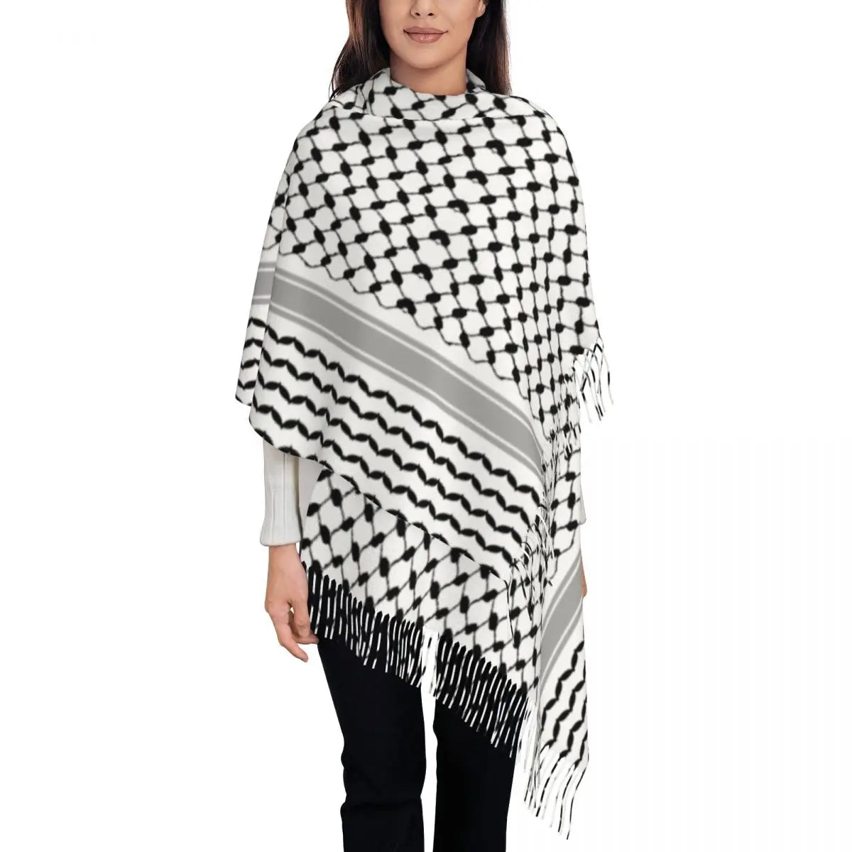 Palestines Flag Tassel Scarf Women Soft Palestinians Patriotic Shawl Wrap Ladies Winter Fall Scarves