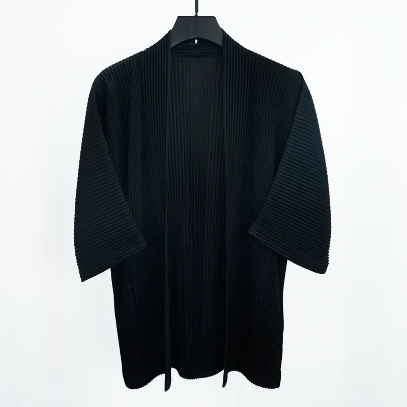 Miyake Pleated Jacket Men's Cardigan Japanese 2025 Spring and Summer New Pleated Men's Loose Big Yards Jacket Hundred Loose Tops