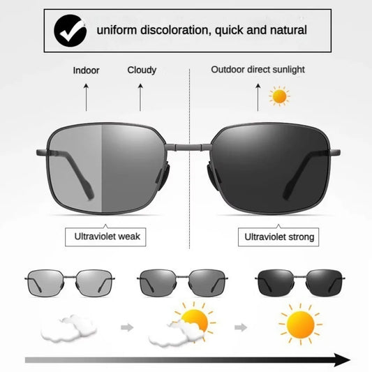 Polarized Folding Photochromics Sunglasses for Men's Driving Night Vision Glasses Day and Night