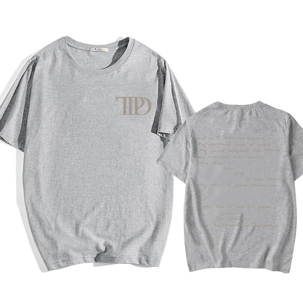 Album The Tortured Poets Department TTPD T-shirts Short Sleeve Cotton Comfortable Tee-shirt Casual Summer Men Women Tshirts Tees