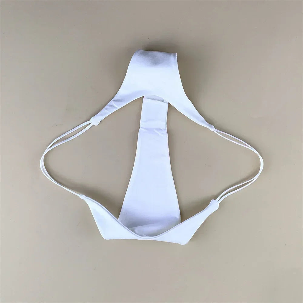2PCS/Set Strappy Plus Size Two Layers Cotton G Strings Panties for Women Low Rise Solid Color Pink Thong Tanga Underwear