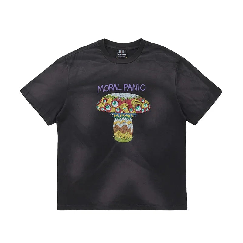 Vintage Series Saint Round Neck Sexy Robot Printed Casual High Quality Oversized T Shirt Harajuku Streetwear Men