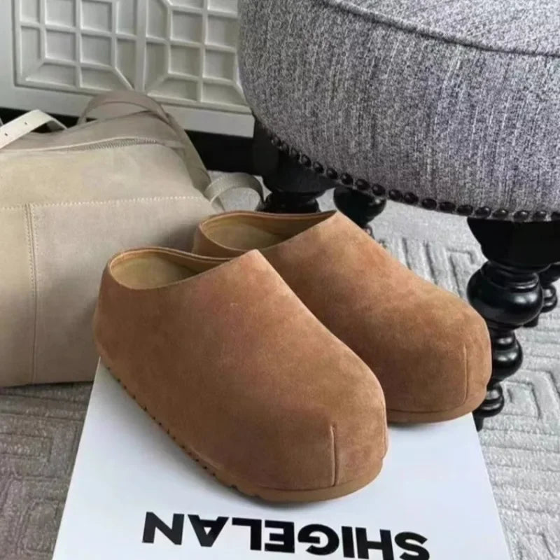 Shoes Woman 2024 Round Toe Clogs Platform Slip-on All-Match New Summer Creepers Slip On Comfortable Concise Slipper Slides