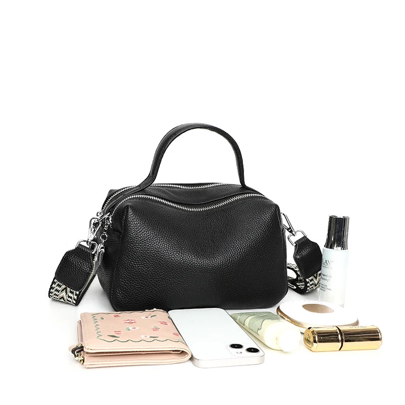 Luxury Soft Genuine Leather Handbag Fashion Women Shoulder Messenger Bag Solid Color Cowhide Tote Fashion Female Crossbody Sac