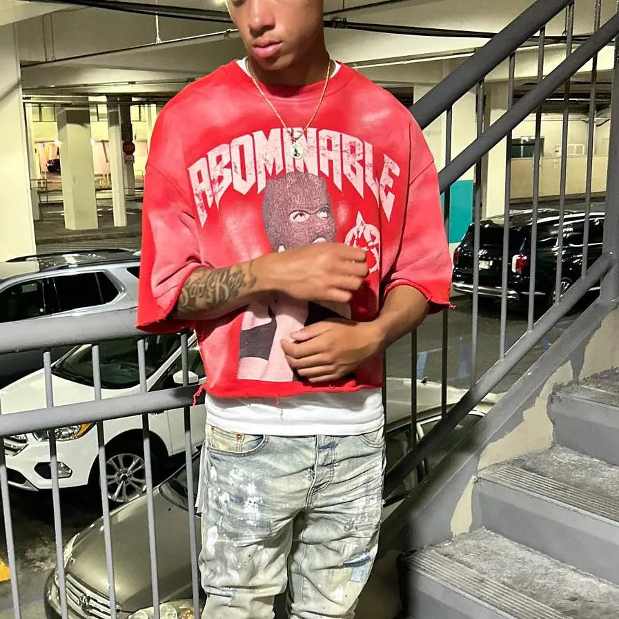 Streetwear T Shirt Y2K Hip Hop Punk Rock Graphic Print Oversized T Shirt Mens New Round Neck Cotton Short Sleeve Tops
