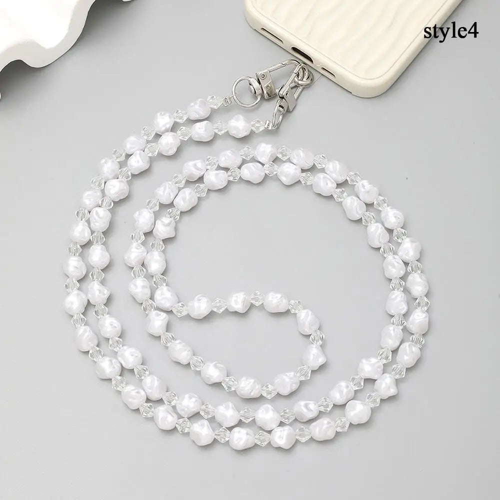 120cm Bag Chain for Handbag Handles Butterfly Beaded Phone Lanyard  DIY Purse Replacement for Shoulder Bag Straps Pearl Belt