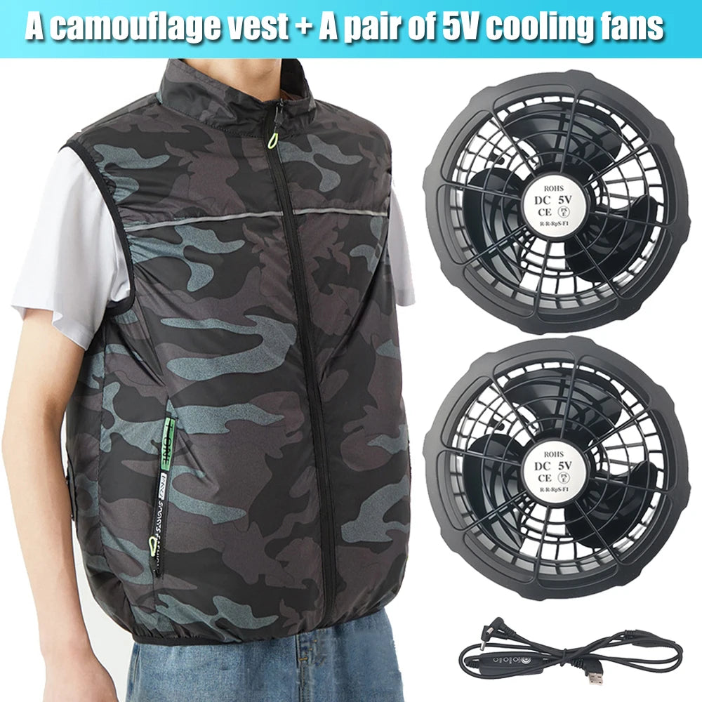 Air Conditioner Vest with 5V Cooling Fan for Cooling Vest Jacket for High Temperature Work Fishing Vest Summer jacket for Men