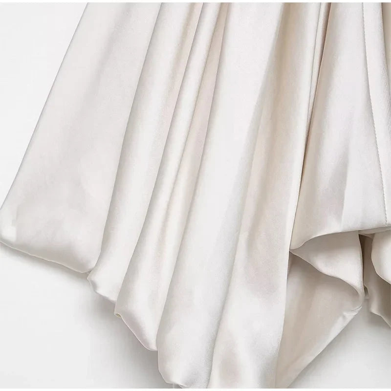 Elegant Satin Sling Top Pants Set Women V-neck Single Breasted Waistcoat Wide Leg Trousers 2025 Summer Lady Street 3 Piece Suits