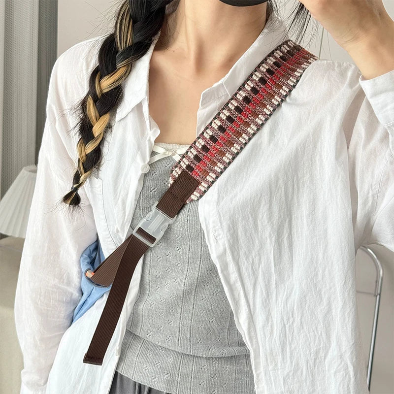 Embroidery Nylon Adjustable Shoulder Bag Strap Pull Button Colorful Sport Style Bag Extension Straps Unisex Bag Accessories