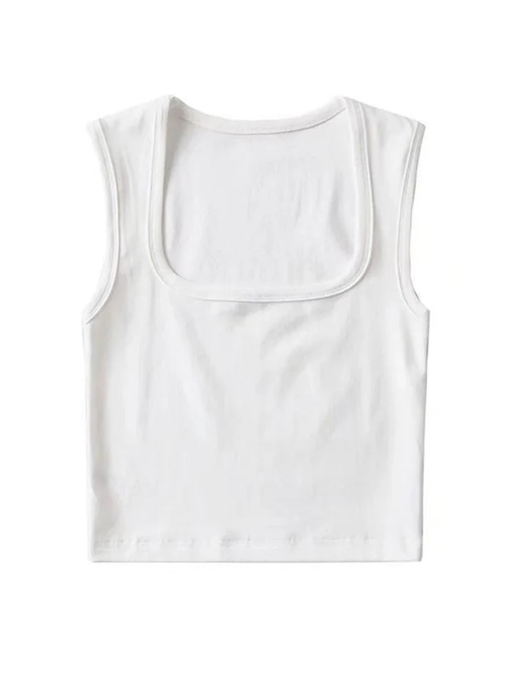 Deep Square Collar Vests 2025 Summer New Fashion Sexy Women's Crop Tops Sling Vest Camis